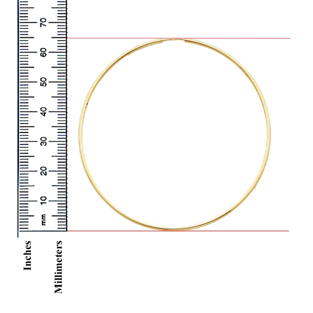 14K Yellow Gold Polished Endless Extra Large Hoop - Picture 3 of 4